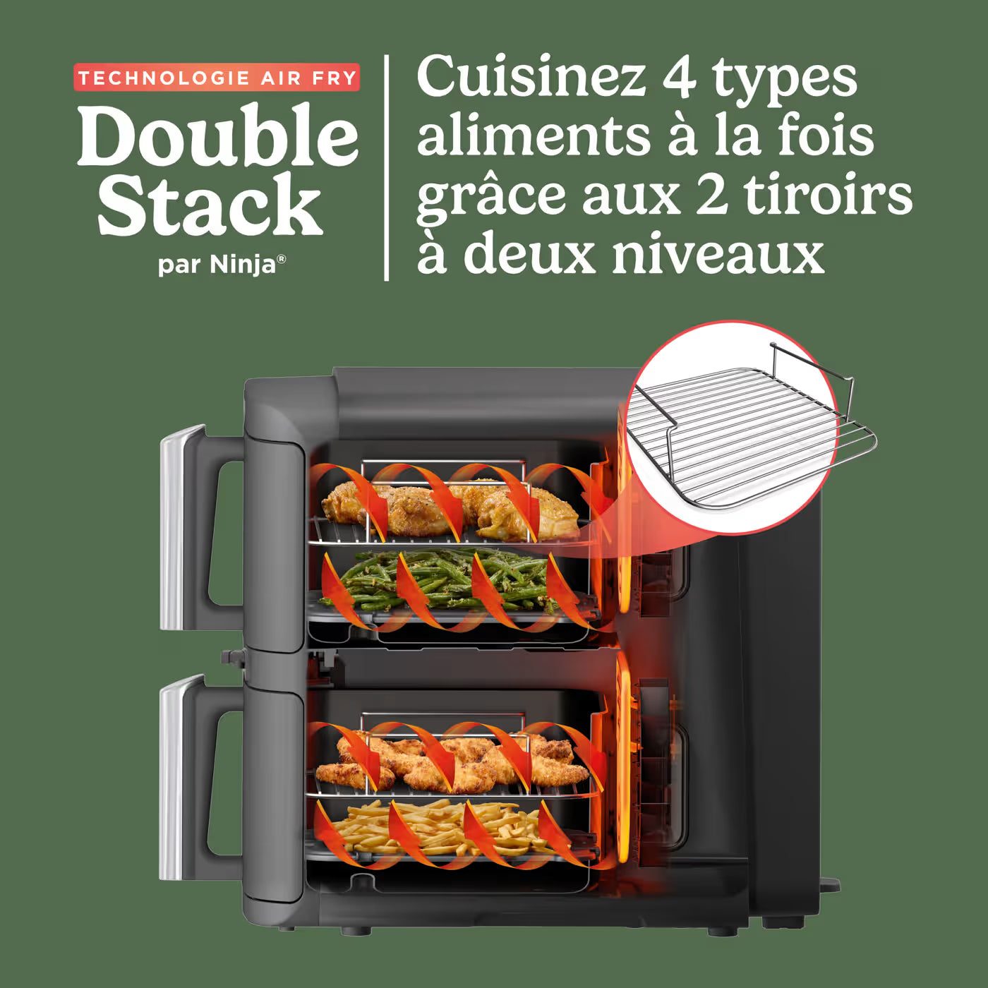 Air Fryer Ninja Double Stack XL 6-en-1, 9,5 L Gris