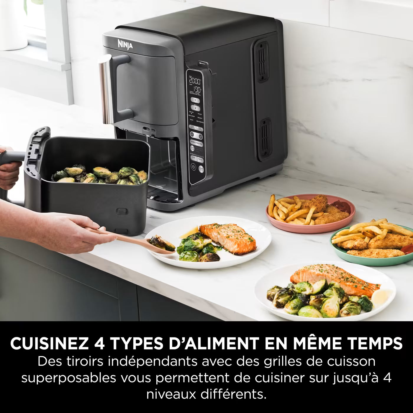 Air Fryer Ninja Double Stack XL 6-en-1, 9,5 L Gris