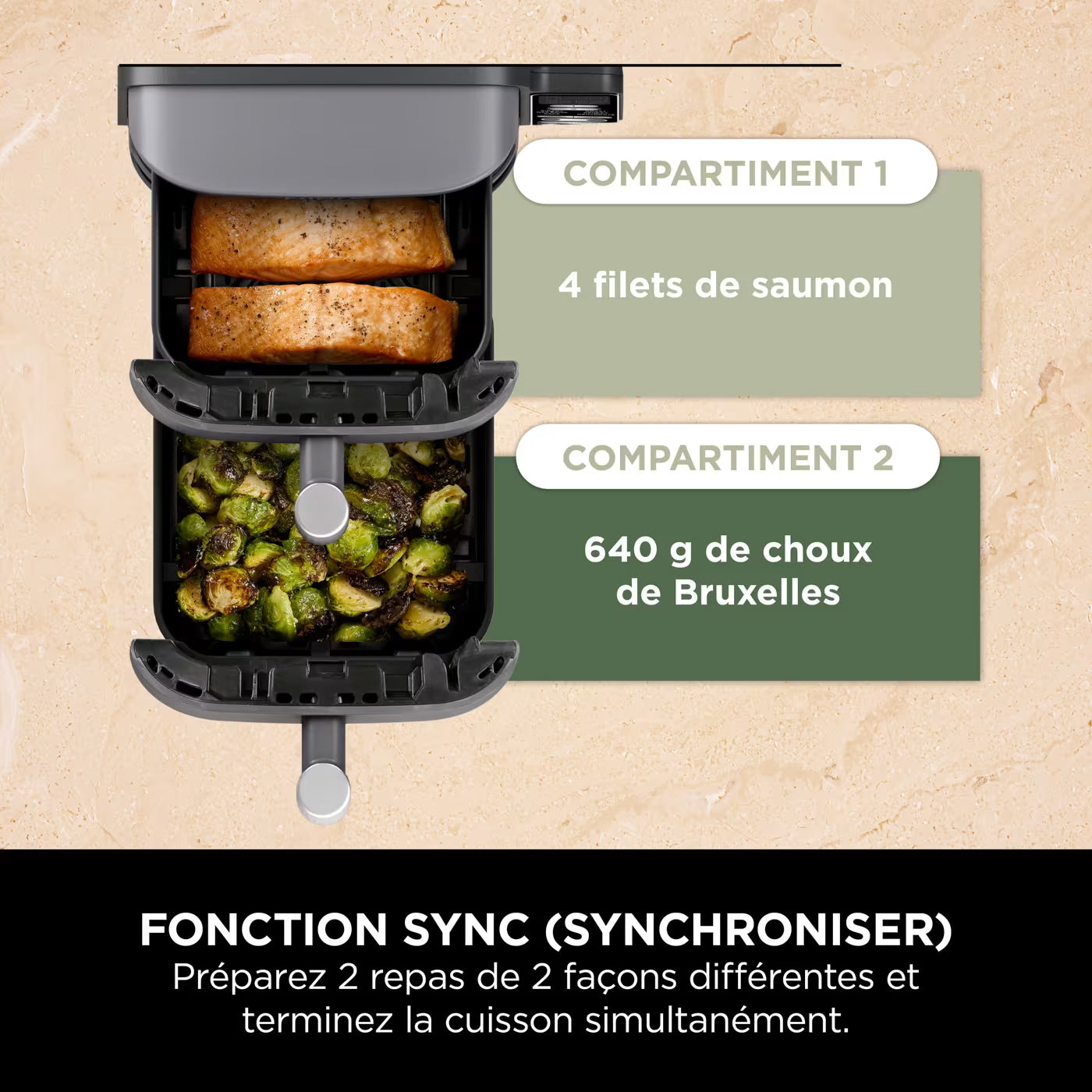 Air Fryer Ninja Double Stack XL 6-en-1, 9,5 L Gris