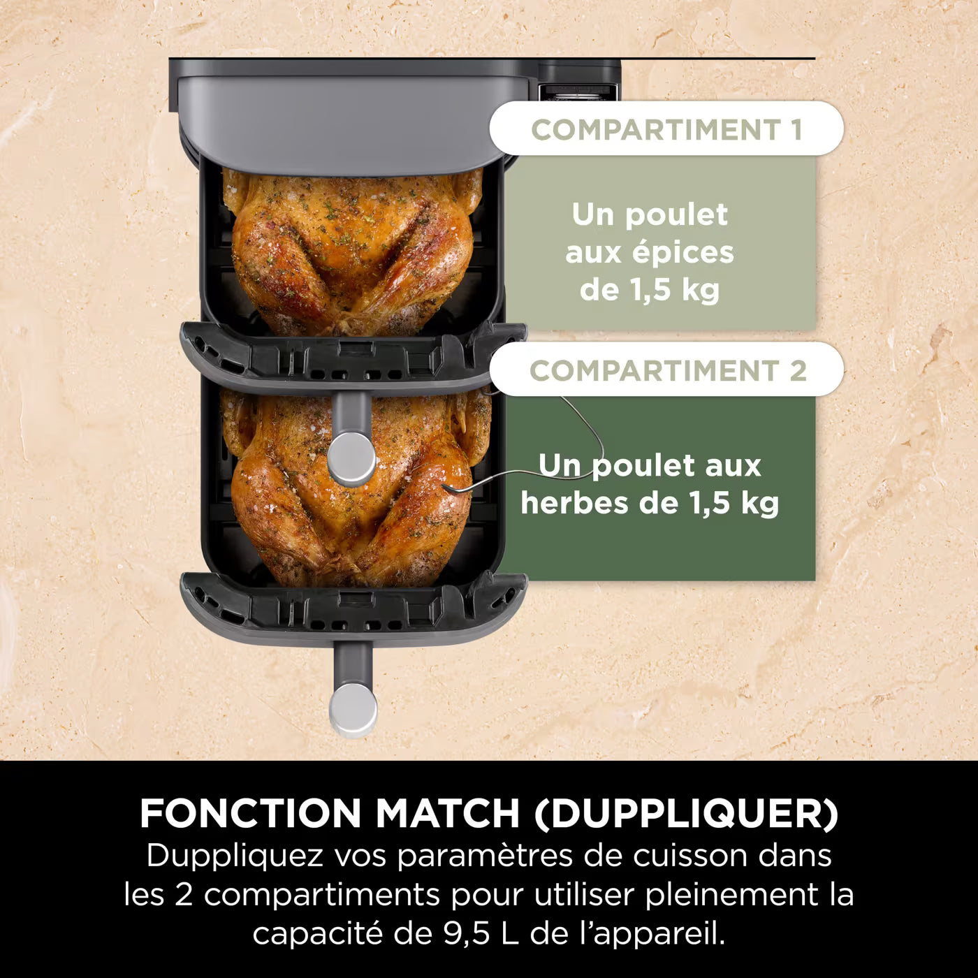 Air Fryer Ninja Double Stack XL 6-en-1, 9,5 L Gris