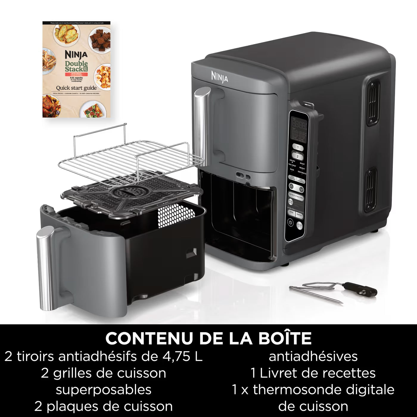 Air Fryer Ninja Double Stack XL 6-en-1, 9,5 L Gris